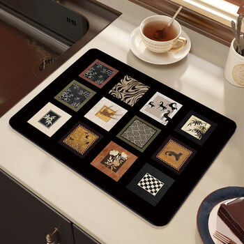 Gefuya light luxury kitchen countertop drain mat diatom mud absorbent mat coffee machine mat desktop insulation tea mat mange garden 2-diatom mud 40*70cm easy to clean