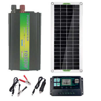 Welding solar panel 1000w inverter household electricity 220v cooking photovoltaic set air conditioner car battery 12v conversion upgrade upgrade 1000w plus solar set plus 100a controller