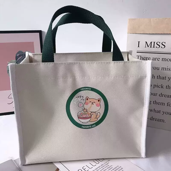 Yusenyi lunch box bag handbag thickened waterproof and insulated office worker primary school student with rice bag large canvas lunch bag off-white large zipper type aluminum foil insulation off-white large zipper type aluminum foil insulation