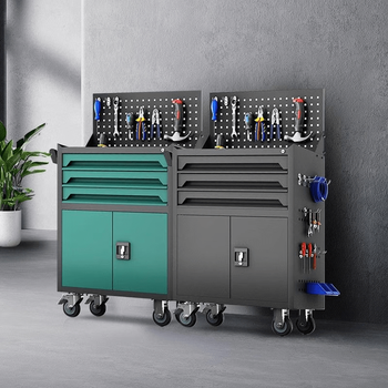 Rsrddy auto repair tool cart drawer five maintenance trolley box multifunctional heavy tool cabinet for fitting workshop gray bright orange + (free hook with order) double drawer + hanging mesh plate + universal 360 degree silent wheel