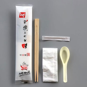 Traditional and simplified four-piece paper towel delivery fast food packaging set four-in-one delicious yellow spoon four-piece set 0 set