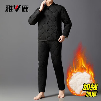 Yalu 2026 winter new style velvet thickened cotton coat for men, middle-aged and elderly dads, warm inner jacket, small cotton-padded jacket, suit black m