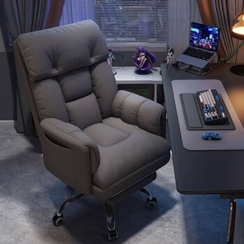 Fantasy computer chair, comfortable sedentary sofa chair, desk, office backrest, reclining bedroom gaming chair, gray + footrest, backrest adjustment + technology fabric + large seat bag