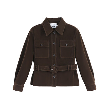 X--moom2026 official women's spring new retro style lace-up waist suede short coat for women dark brown s