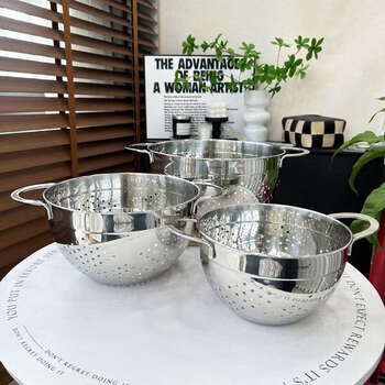 Yusenyi double-ear fruit and vegetable basket 1810 ear 3-piece fruit basket set 24cm