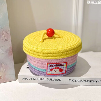 Yusenyi home cotton rope weaving organizing basket handmade desktop storage box cake portable basket