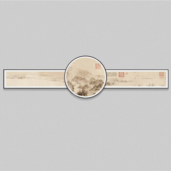 Fantasy new chinese style living room sofa background wall decoration painting villa restaurant high-end atmospheric hanging painting x1527 black aluminum alloy frame independent 50x180cm