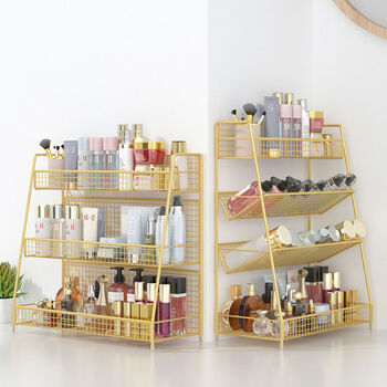 Fantasy product storage box desktop multi-layer large-capacity dressing table skin care product storage rack oblique finishing shelf makeup rack white single layer + small size 26cmx free installation