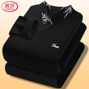 Langsha autumn and winter german velvet thermal underwear set men's half-turtle collar printed trendy inner wear cold-proof bottoming autumn clothes and autumn pants s01 set 3xl