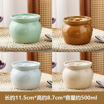 Tuojin japan imported high-quality earthenware soup stew pot household commercial water-proof stew steamed egg stew pot for one person with lid shaxian small 4 combinations (green + brown + blue + yellow) 500ml