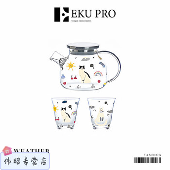 Smvp japan imported quality cat glass heatable high temperature resistant tea set teapot teacup set teapot yin_glass 1ml