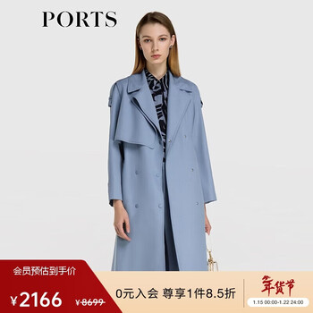 Ports women's 2021 autumn and winter new windbreaker dusty blue 4