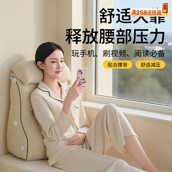 Lange lumbar support, ergonomic waist support, bay window backrest cushion, bedside sofa, mobile phone pillow, bed reading soft cushion, fruit green, comfortable and not deformed for a long time, medium size, height 55cm*width 45cm*thickness 24cm