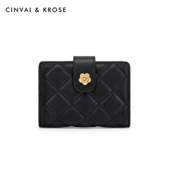 Cinvaikrose small c&k flagship store wallet women's 2025 new leather wallet niche design multi-card slot coin purse black gift box + handbag - 520 gift for girlfriend, gift to wife and best friend