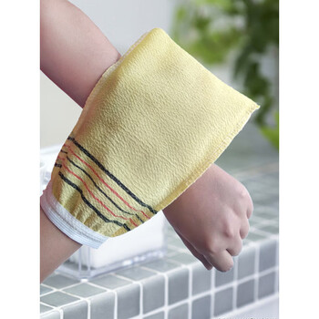 Shantou lincun high-quality disposable single-layer double-sided bathroom bath and back rub gloves bathhouse sauna back rub wholesale 50 double-sided disposable rub bath_(yellow