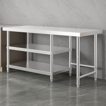 Yonghuan 304 storage rack kitchen workbench commercial stainless steel thickened workbench vegetable cutting table gas tank stove stand thickened length 120 width 50 height 80 six legs two-layer stove model universal