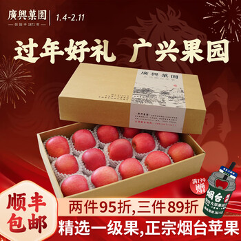 Guangxing orchard shandong red fuji apple yantai specialty fresh new year's holiday fruit gift box gift welfare 80mm 15 pcs