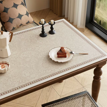 Yusen yi zhong antique style dining table mat waterproof and oil-proof tablecloth light luxury high-end leather anti-scalding coffee table 108 poems 60x100cm