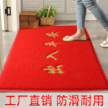Fantasy entrance carpet floor mat door mat entrance festive door door mat carpet gray + welcome extra thick 90x150cm