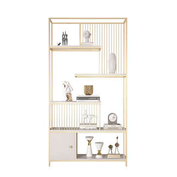 Yusenyi office metal rack beauty salon display shelf bookshelf floor-standing storage rack gold cabinet right 100x25x190