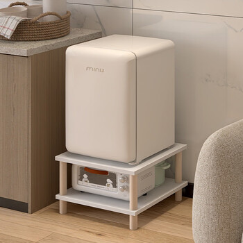 Fantasy small refrigerator base mini sterilization cabinet raised shelf small liftable bracket floor-standing storage rack one-story style with wheels 6.6cm total height 40x40cm 1 set