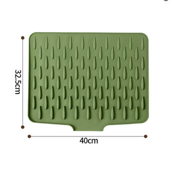 Fantasy countertop slope silicone drain mat kitchen anti-scalding heat-insulating pot pad dishes and chopsticks drain mat anti-slip cutting board fixed mat light green 40*32 points 5cm