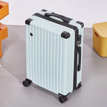 Weidengeer suitcase trolley case for women with universal wheels, large capacity travel luggage for men, internet celebrity, high-looking leather case for students, new style, sky blue, interior compartments + anti-collision corners, 22 inches