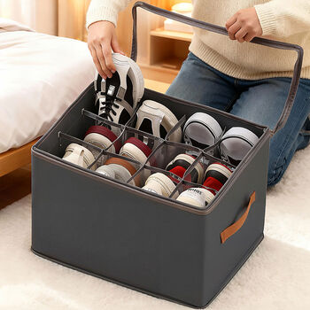 Fantasy shoe storage dormitory transparent shoe cabinet sealed organizing shoe rack for car shoe box 2 pack + 12 grids 43x33x30cm selected oxford fabric