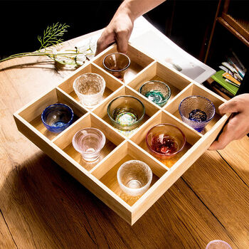 Fantasy sake cup, spirits, white wine, small wine cup, colored glass, sake wine set, yellow wine, fruit wine cup, rice wine cup, light green plum blossom cup