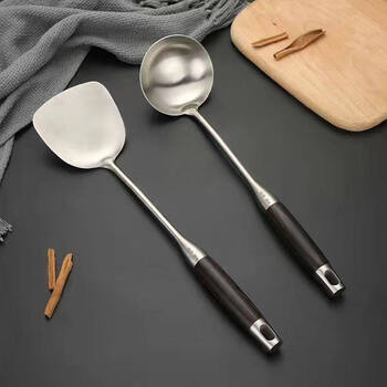 Tuojin german 316 stainless steel spatula cooking spatula household kitchen utensils spoon wok spoon set soup spoon kitchen 304 steel spatula + soup spoon