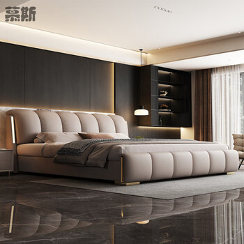 Mousse 2026 new italian napa leather bedroom double 1.8m modern simple double bed 2.2m storage leather bed color notes 1500mm*2000mm x frame structure