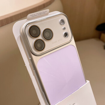 Heken large window aurora laser suitable for iphone17pro mobile phone case new apple 17promax soft edge 16pro light luxury 15pm premium 14/13 anti-fall protective case smoke purple large window-aurora laser-crystal lens film iphone17promax