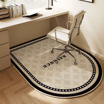 Yusenyi bedroom carpet, office computer chair mat, high-end living room round floor mat, no-care, muge belgian velvet carpet with large rounded corners, large rounded corners 180x120cm, wipeable, no-wash, easy to care for