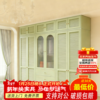 Yongran household wardrobe steel bedroom storage storage hanging wardrobe french retro style large capacity wardrobe formaldehyde-free wardrobe double door top cabinet - height 0.4m * width 0.8m including installation