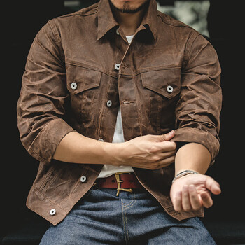 Madden workwear american retro heavy canvas oil wax jacket men's ami khaki slim top tough guy men's jacket oil wax jacket + maintenance beeswax hunting jacket/spring and autumn high-end casual jacket xl