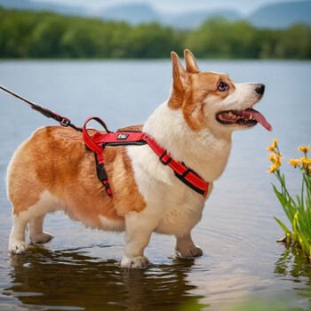 Dog leash, vest-style pet dog harness, medium and large dog corkin shiba inu dog walking leash, green + 2 meters black reflective round rope, xl size (recommended weight 30-55 catties)