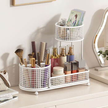 Wing fantasy cosmetic storage rack women's skin care product storage rack desktop storage iron bathroom toiletries organizing rack gold + single layer