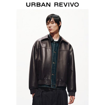 Ur2026 spring new men's amber streamer style pu lapel ribbed jacket umf160004