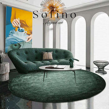 Yusenyi modern simple high-end light luxury solid color green short-haired dirty-resistant washable round carpet for living room and bedroom s513+1 2.4m diameter