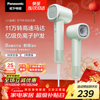 Panasonic high-speed hair dryer, quick-drying negative ion hair dryer for home use, does not hurt, sends girlfriend new year gift, small forest spring green eh-ne6l