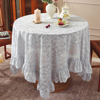 Yinshang small round table tablecloth french pastoral style hollow lace romantic lace tablecloth literary retro style coffee table cover feather gray tablecloth (same lace 10cm each) 90*90cm