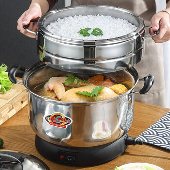 Tuojin imported high-quality multi-functional electric steamer from japan for household multi-layer large-capacity steamed rice dry-burning electric steam pot steaming energy-saving (pot + lid) 28cm