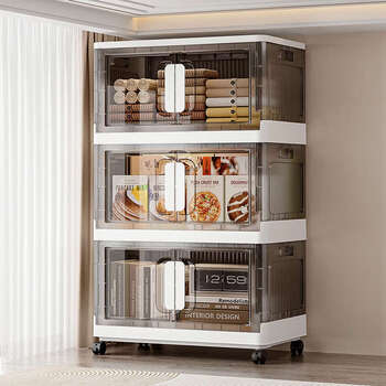 Fantasy storage cabinet folding storage box cabinet storage cabinet storage box 70 sides width + nordic white + 1 layer free installation/damage guaranteed/thickened p