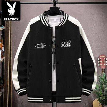Playboy (playboy) jacket 2025 new jacket youth loose boys casual baseball all-match top trend 1905-black high quality m recommended 80-100