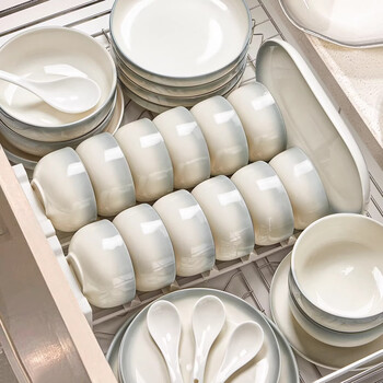 Ink-colored underglaze colored bowls and plates tableware set for home new high-end ceramic bowls and plates moving into a new home 36-piece set of bowls and chopsticks