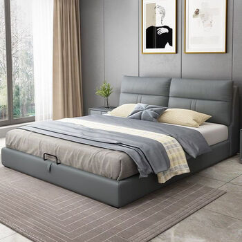 Fuyin tatami bed 1.5 meters multifunctional storage 1.5 bed master bedroom high-end atmosphere 1.8 meters internet celebrity double leather bed single bed 1500mm*1900mm frame structure