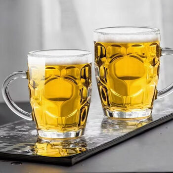 Sanqihu 2 draft beer cups, 240ml glass pineapple cups, beer cups with handles, internet celebrity household commercial creative tea making trend, 2 240ml glass pineapple cups