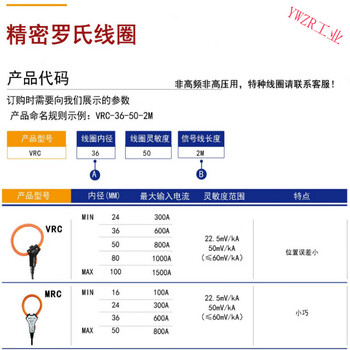 Precision rogowski coil iot current transformer customizable outdoor waterproof flexible ct nrc-100-2m-85mv-bnc connector