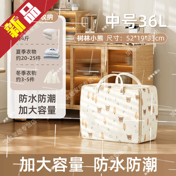 He jiagong quilt storage bag clothes luggage large capacity moving packing bag waterproof and moisture-proof clothing and quilt sorting forest style-medium size can hold 4 catties quilt