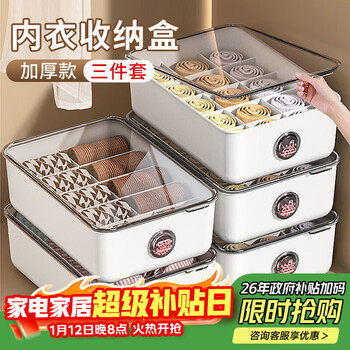 Denbigh socks underwear underwear storage box three-piece set home intimate clothing compartment organizing box with cover storage artifact